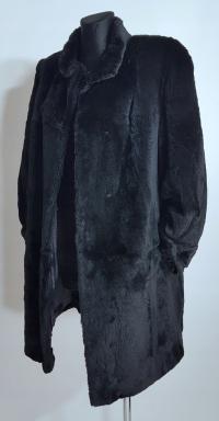 Futro naturalne kruczoczarne klasyczne mięciutkie minimalizm M L 38 40