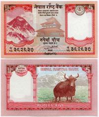 NEPAL 5 RUPII 2017 P-76a UNC Everest Czomolungma Jak