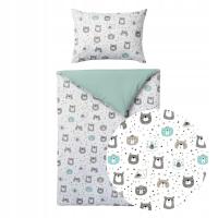 Pościel dla niemowlaka do łóżeczka 100x75 Misie Mięta