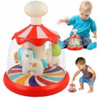 EDUKACYJNY INTERAKTYWNY SPINNER BĄCZEK KARUZELA KOLOROWE KONIKI ZABAWKA A