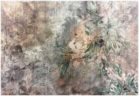 FOTOTAPETA LIŚCIE NA BETONIE TAPETA ŚCIENNA DO SYPIALNI SALONU 416x254