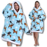 KOCOBLUZA KOC BLUZA BLUZO PIŻAMA Z KAPTUREM CIEPŁA DŁUGA PREZENT JAM PIESKI