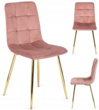 Велюровый стул столовая гламур золотые ножки гостиная для туалетного столика розовый Йорк