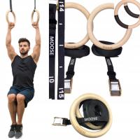 ДЕРЕВЯННЫЕ ГИМНАСТИЧЕСКИЕ КОЛЬЦА С ФИТНЕС-РУЛЕТКОЙ MOOSE ДЛЯ ТРЕНИРОВОК И ТРЕНИРОВОК