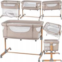 Детская кроватка 4в1-MoMi SMART BED бежевый - матрас ремни москитная сетка