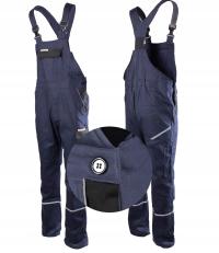 Spodnie ogrodniczki Brixton bawełniane niebieskie długie z odblaskami