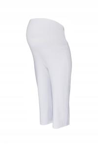 Be MaaMaa Spodnie ciążowe 3/4 dresowe z elastycznym pasem - białe, rozm. L