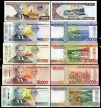 LAOS PELNY ZESTAW 5000 + 10000 + 20000 + 50000 + 100000 Kip 2020 NOWOŚĆ UNC