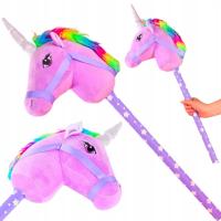 KOŃ NA KIJKU HOBBY HORSE FIOLET GŁOWA NA KIJKU DO GALOPOWANIA Z DŹWIĘKIEM