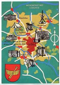 ŁÓDŹ i OKOLICE :: Mapka województwa : herb - PABIANICE ZGIERZ OZORKÓW