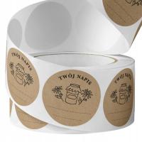 Naklejki Domowe Przetwory 4 cm Etykiety Kraft Eko 50 szt na Słoik Miód Dżem