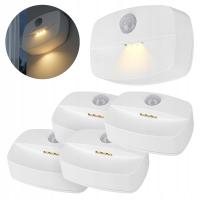 ZESTAW 4x Lampka nocna z Czujnikiem Ruchu na baterie samoprzylepna ścianę