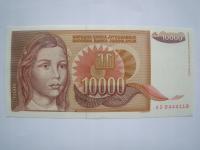 JUGOSŁAWIA - 10000 DINARÓW 1992 r seria AD w/g mnie Stan I minus