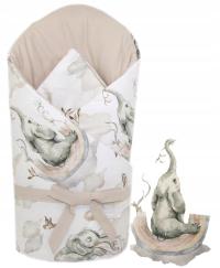 ROŻEK BECIK NIEMOWLĘCY OTULACZ USZTYWNIANY KOKOSEM BEŻOWE SŁONIKI