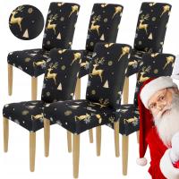 6 SZT POKROWIEC NA KRZESŁO ŚWIĄTECZNE DEKORACJA ŚWIĘTA POKROWCE ELASTYCZNY