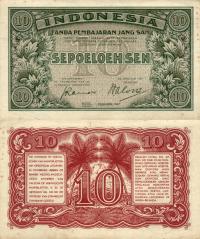 # INDONEZJA - 10 SEN - 1947 - P-31 - XF