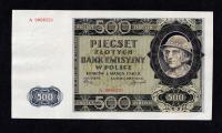 BANKNOT 500 ZŁOTYCH 1940 Prefix A P-98 VF++ PIĘKNY STAN ZACHOWANIA