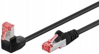 Kabel sieciowy patchcord RJ45 LAN kat.6 kątowy, S/FTP Czarny 1 m