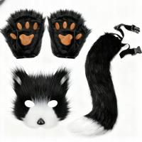 Rękawiczki z maską lisa pluszowy ogon lisa cos rekwizyty