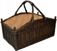 Большая сильная деревянная плетеная корзина для камина красивая 60 см