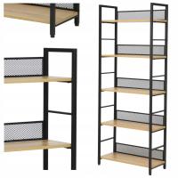 Книжная полка 5 полок металлический RAW R5 дуб / черный 154 см лофт