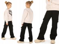 OCIEPLANE bojówki, SZEROKIE spodnie, produkt polski - CZARNY