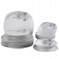 18EL ФАРФОР СЕРВИЗ ПОСУДЫ 6 ЧЕЛОВЕК НАБОР ТАРЕЛОК БЕЛЫЙ ЦВЕТЫ