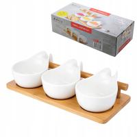 Zestaw miseczek Adria do dipów 3 szt. na podstawce bambusowej Florina