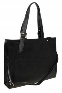 Maria C. Włoska Marka Torebka damska Duża Shopperka A4 zamsz MC439 czarna