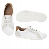 BAREFOOT damskie buty skórzane WASAK białe sznurowane 0743W