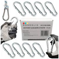 KARABIŃCZYK HAK ŁĄCZNIK ZACZEP ZESTAW 8 sztuk 10X100mm MOCNY KARABIŃCZYKI