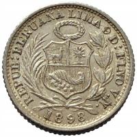 44622. Peru - 1/2 dinero - 1898r. - VN - Ag