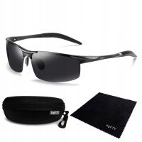 Okulary przeciwsłoneczne bigeye męskie czarne UV-400 z etui