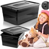 POJEMNIK PLASTIKOWY PUDEŁKO PLASTIKOWE Z POKRYWKĄ NA KÓŁKACH BOX CZARNY 40L