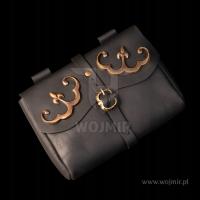 Кожаная рыцарская сумка, средневековая, позднесредневековая, черная