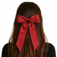 КРАСНАЯ ЗАКОЛКА ДЛЯ ВОЛОС, УКРАШЕНИЕ ИЗ АТЛАСНОГО БАНТА ДЛЯ ДЕВОЧКИ