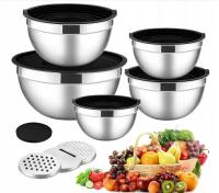 MISKI METALOWE stalowe GŁĘBOKIE NIERDZEWNE KOMPLET MISEK KUCHENNYCH ZE STAL