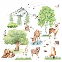 Наклейки лес животных для детей деревья для стены