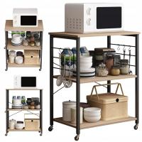 SZAFKA MOBILNA NA KÓŁKACH JASNY BRĄZ STOLIK ŚNIADANIOWY WÓZEK KUCHENNY