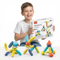 ZESTAW 48 ELEMENTÓW KLOCKÓW MAGNETYCZNYCH MAGNETIC STICKS ZABAWA 3D DUŻE
