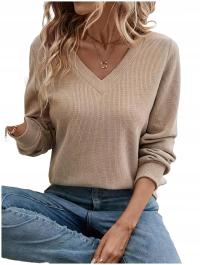 МОДНАЯ ЖЕНСКАЯ ЭЛЕГАНТНАЯ ВЕЧЕРНЯЯ БЛУЗКА С ДЛИННЫМ РУКАВОМ И V-ОБРАЗНЫМ ВЫРЕЗОМ