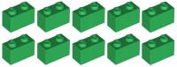 LEGO cegła 1x2 zielona 10 szt. 3004 NOWA