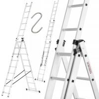 Drabina aluminiowa 3x9 WIELOFUNKCYJNA na schody HIGHER 5,69m 150kg +GRATIS