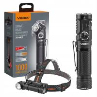 Latarka Taktyczna LED Przenośna na Głowę do Ręki USB 10W 1200lm IP66 VIDEXL