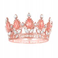 Dekoracja na tort topper Korona rose gold z kryształkami 10cm