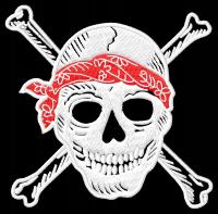 Naszywka czaszka z bandamką S haftowana z termofolią