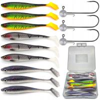 Gumy ETUSO Panther 9cm + Główki Jigowe 4/0 na Okonia Szczupaka Zestaw 12szt