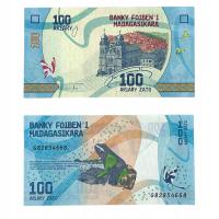 Madagaskar - 100 Ariary - 2017 - banknot UNC w foliowej kieszeni ochronnej