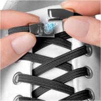 Шнурки без завязок для обуви Эластичные резиновые плоские черные Sulpo 100