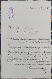 LIST Z PODZIĘKOWANIEM DLA Wielmożnego Pana Naczelnika – Rzeszów17/7 1884